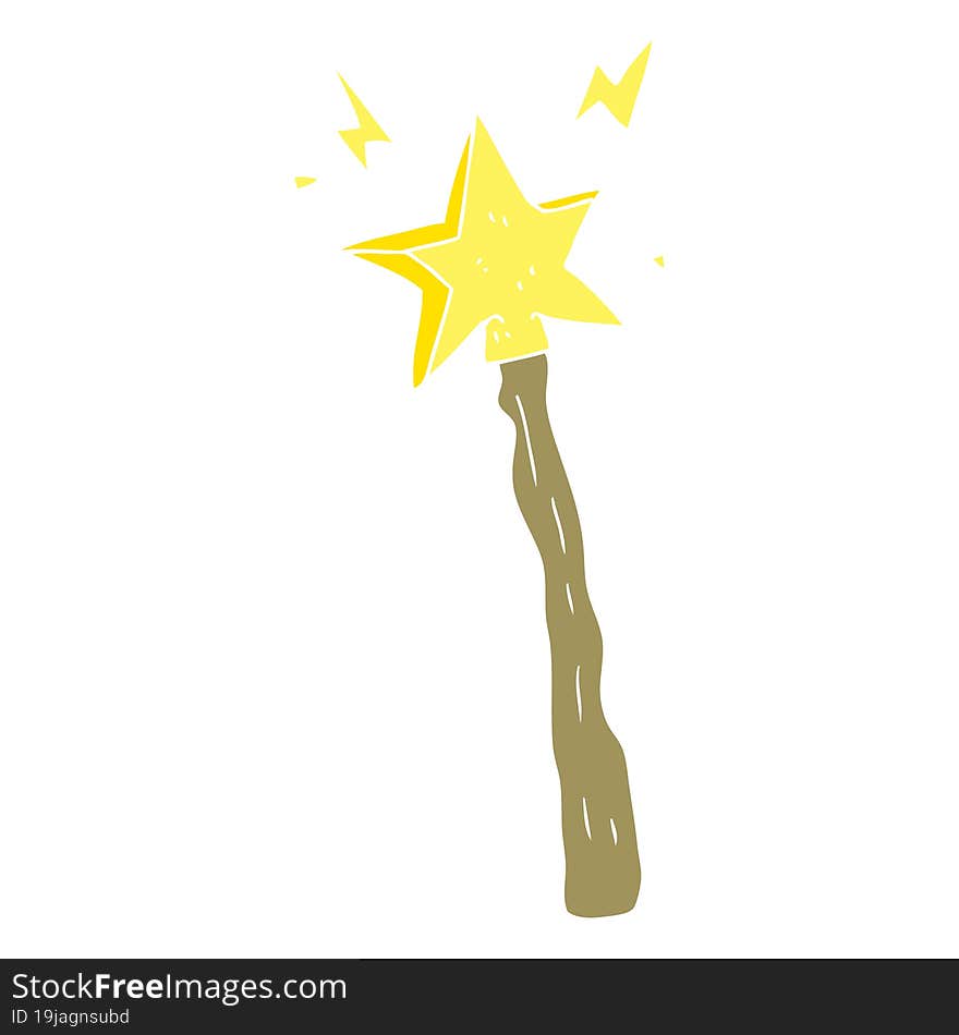 flat color illustration of magic wand. flat color illustration of magic wand