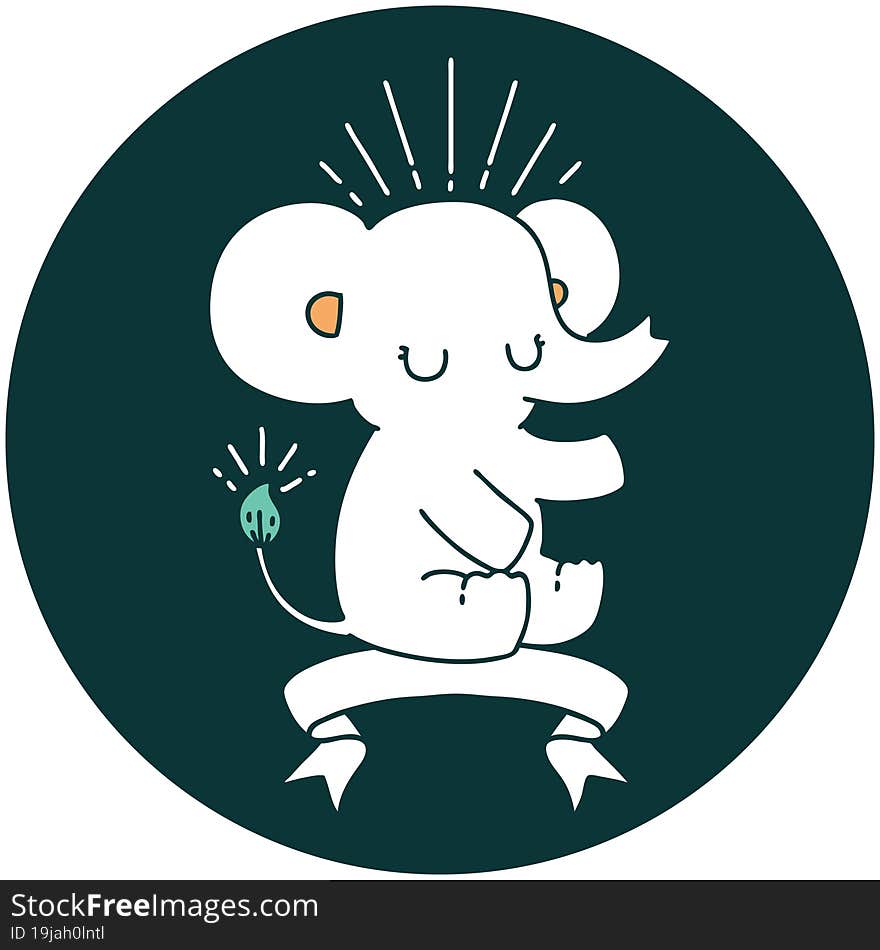 icon of tattoo style cute elephant