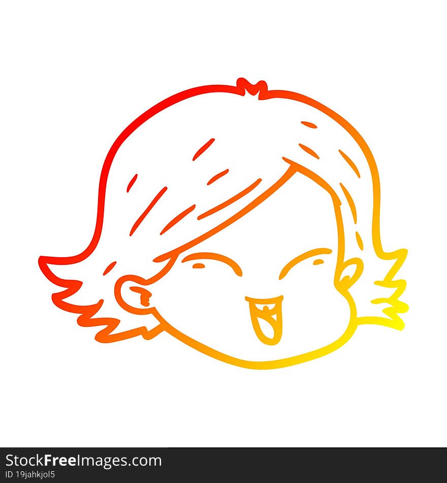 warm gradient line drawing cartoon female face