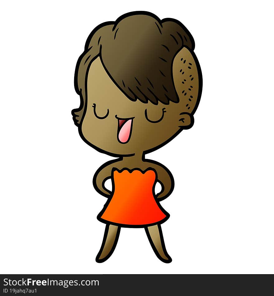 cute cartoon girl with hipster haircut. cute cartoon girl with hipster haircut