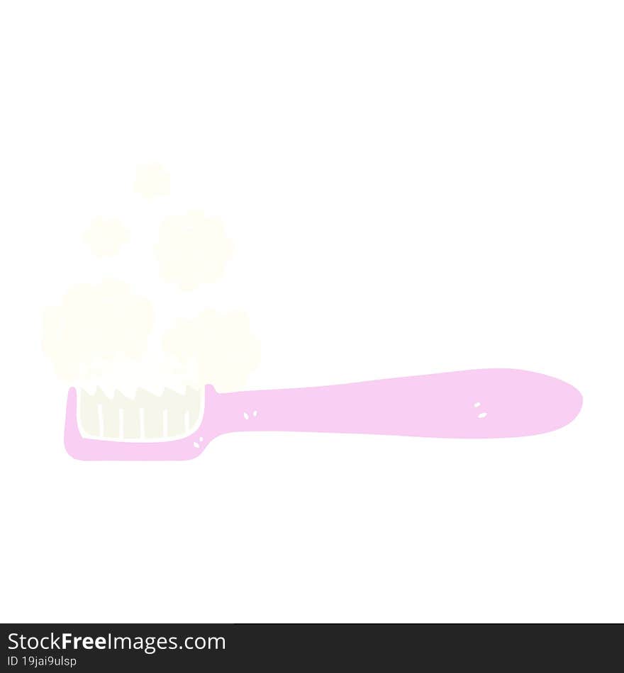 Flat Color Illustration Of A Cartoon Toothbrush