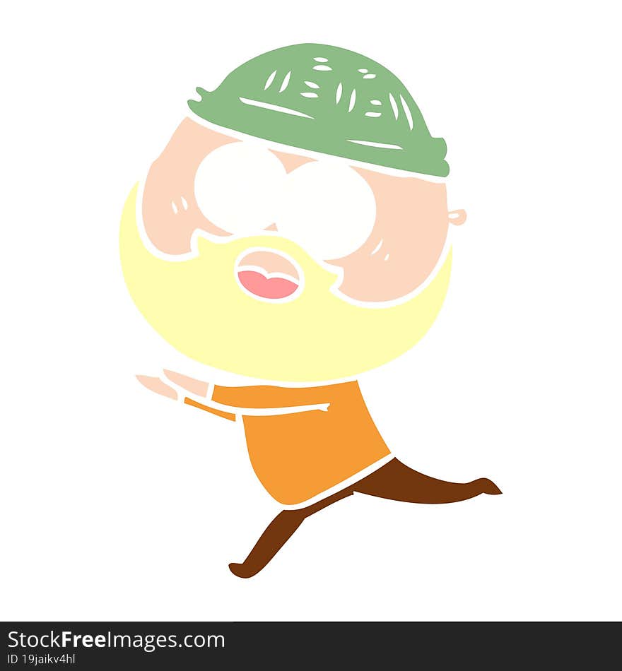 flat color style cartoon bearded man running away