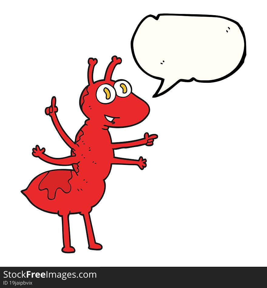 freehand drawn speech bubble cartoon ant