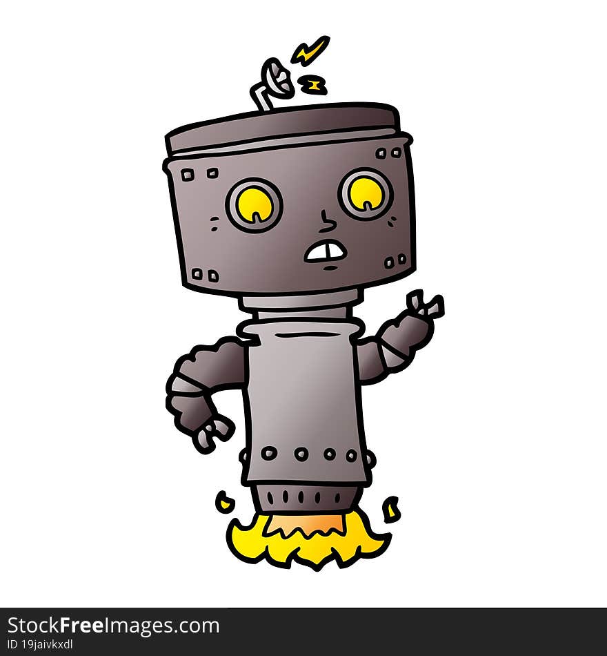 cartoon robot hovering. cartoon robot hovering