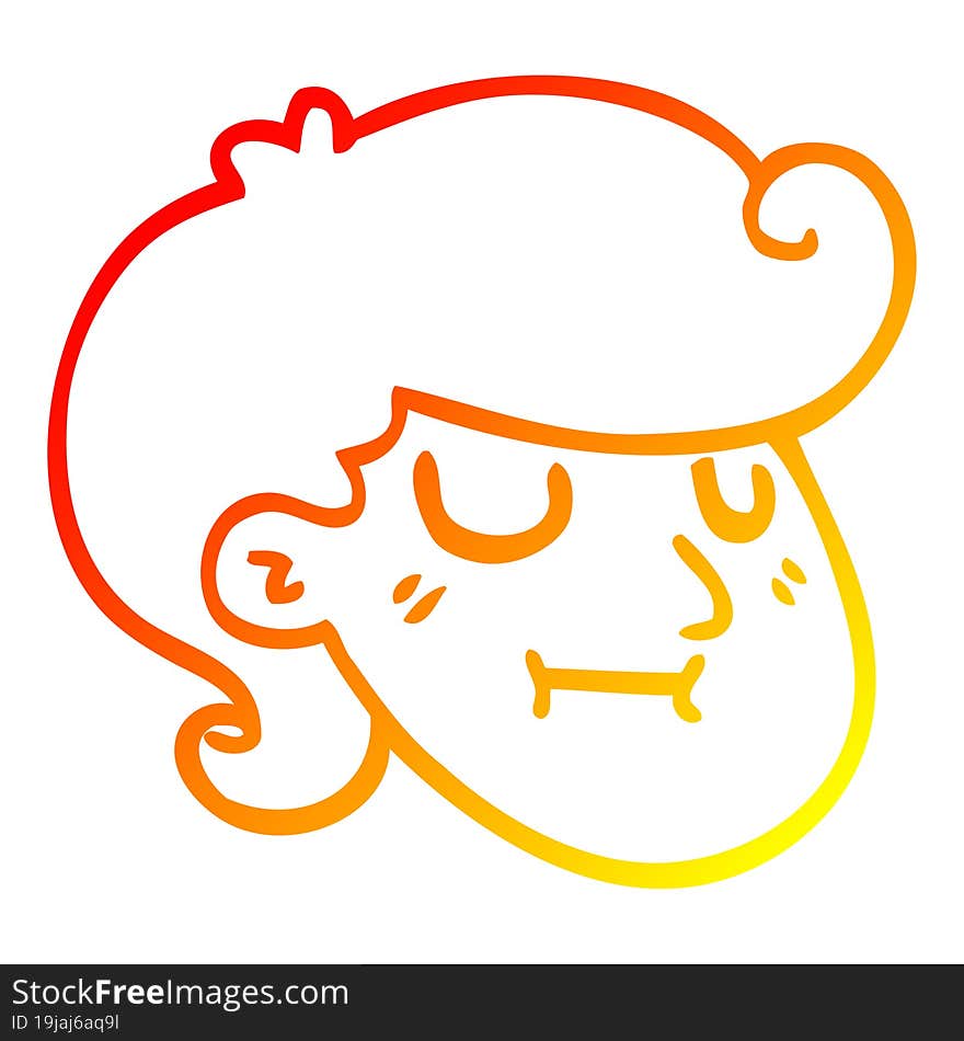 warm gradient line drawing of a cartoon happy blond boy