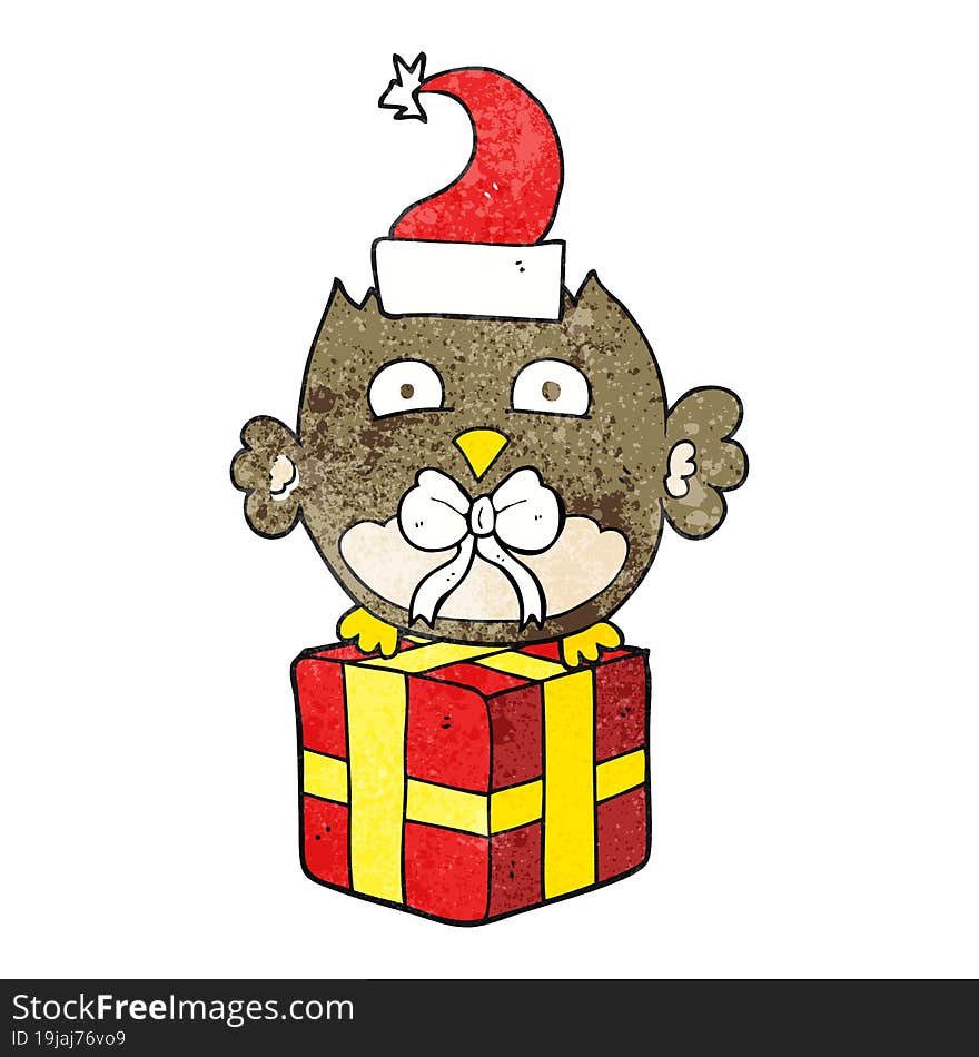 textured cartoon christmas owl