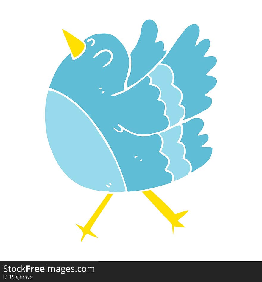 flat color illustration of happy bird. flat color illustration of happy bird