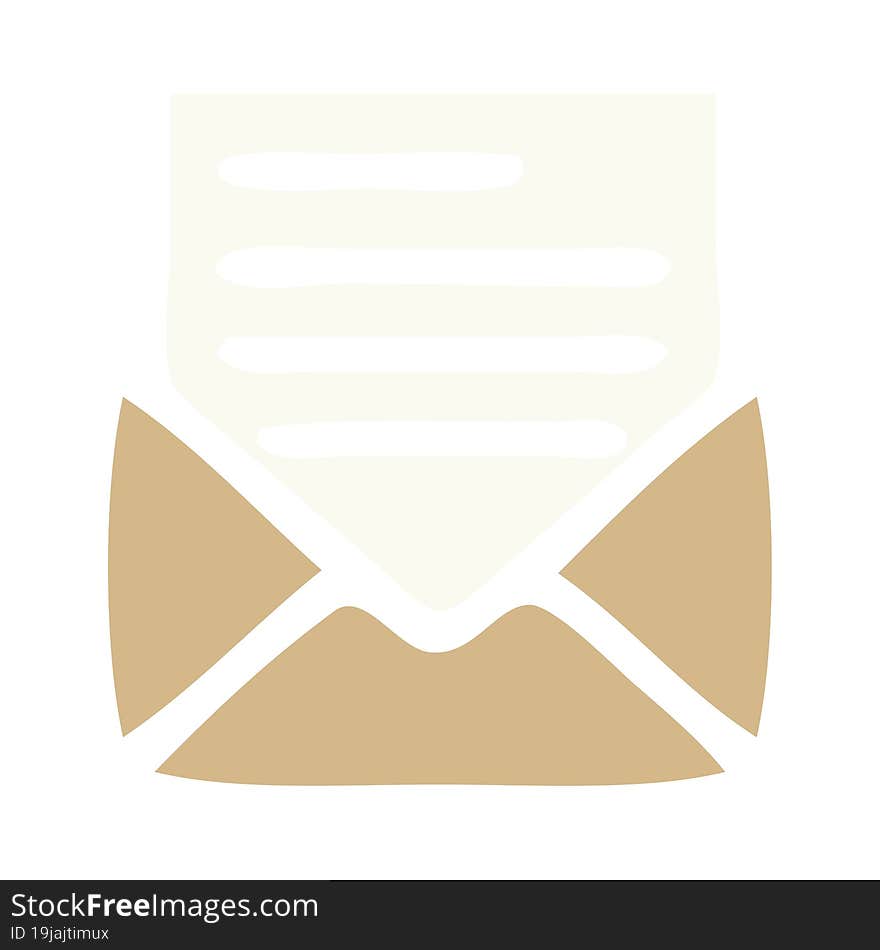 flat color retro cartoon letter and envelope