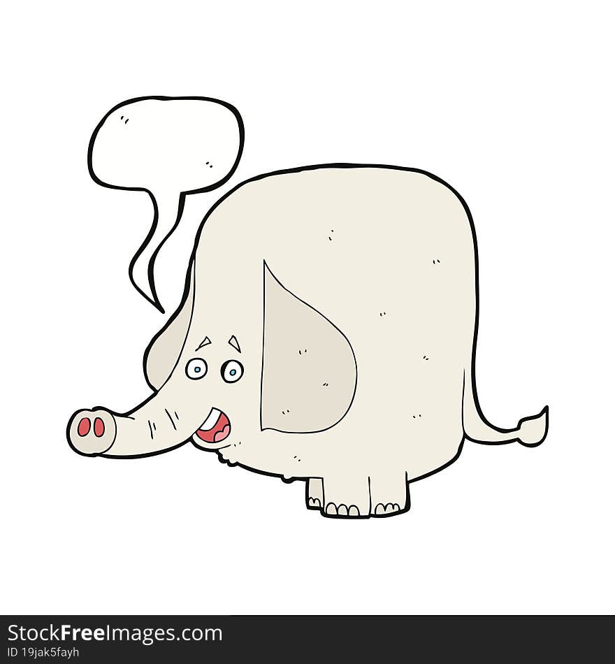 cartoon happy elephant with speech bubble