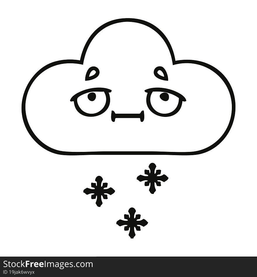 line drawing cartoon storm snow cloud