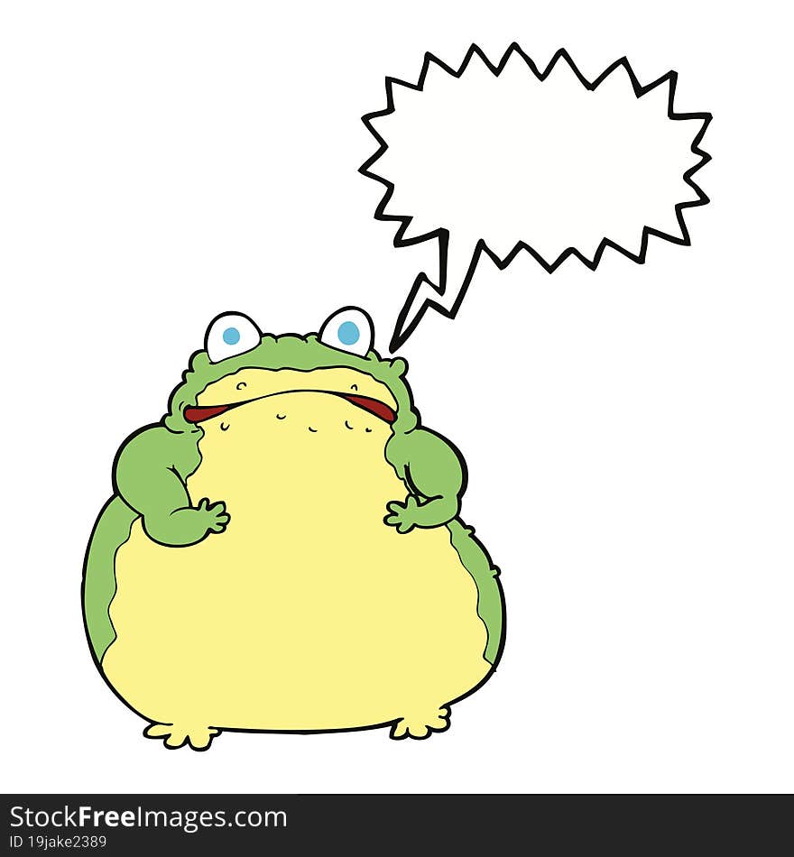 cartoon fat toad with speech bubble