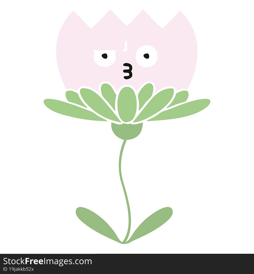 flat color retro cartoon flower