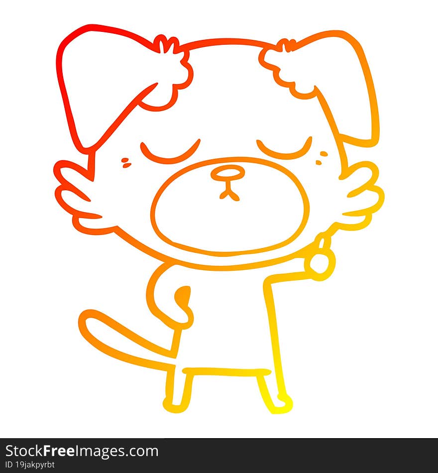 Warm Gradient Line Drawing Cute Cartoon Dog