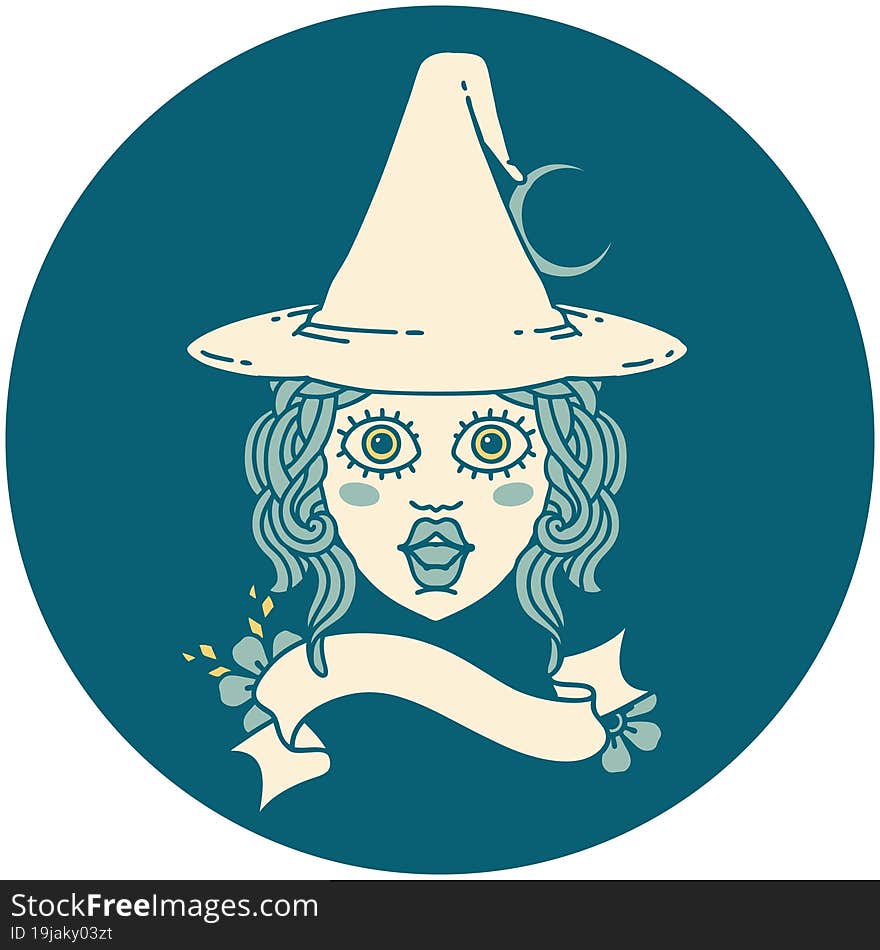 human witch character face illustration