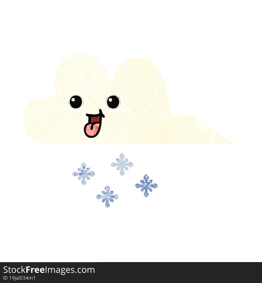 Retro Illustration Style Cartoon Snow Cloud