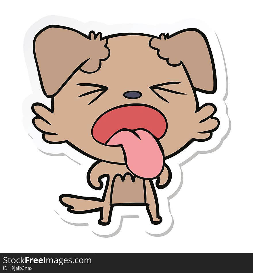 Sticker Of A Cartoon Disgusted Dog