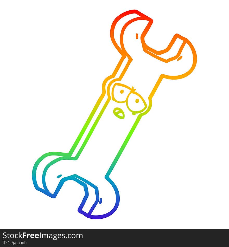 rainbow gradient line drawing cartoon spanner