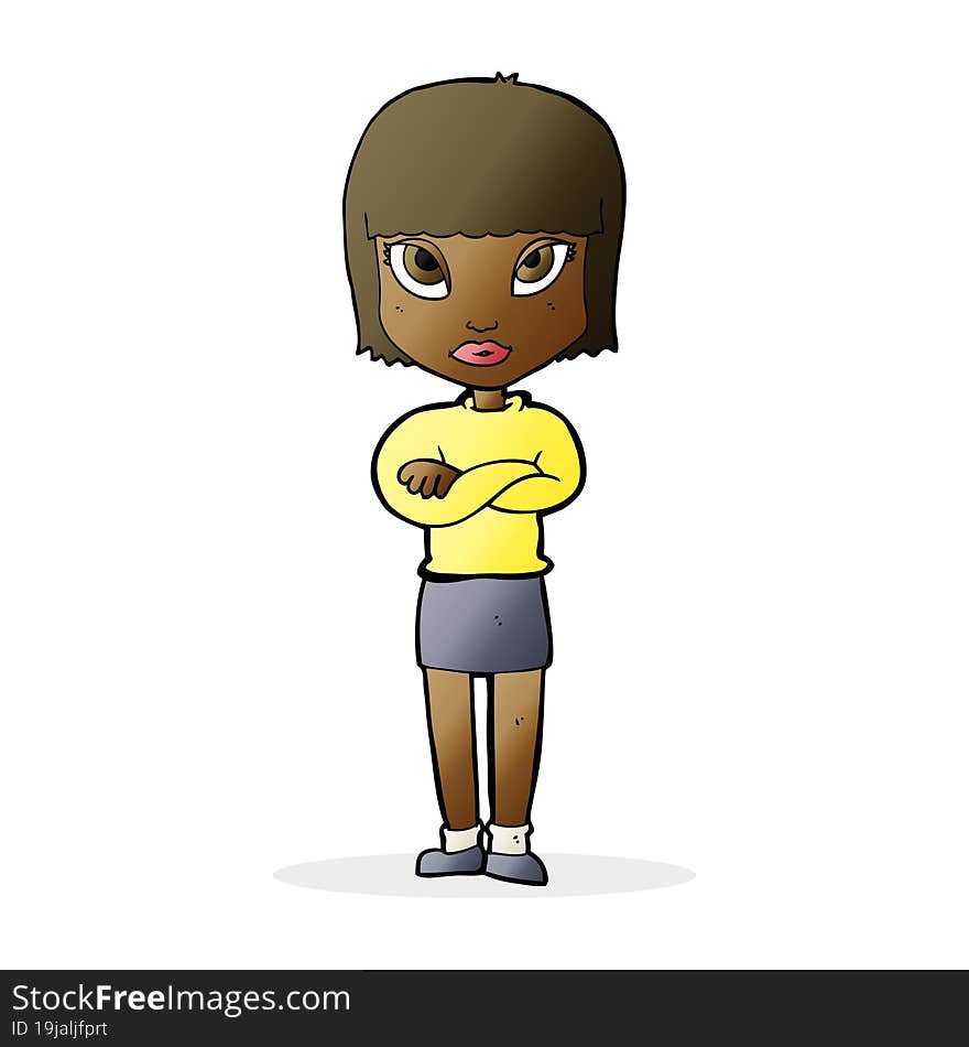 cartoon woman with crossed arms