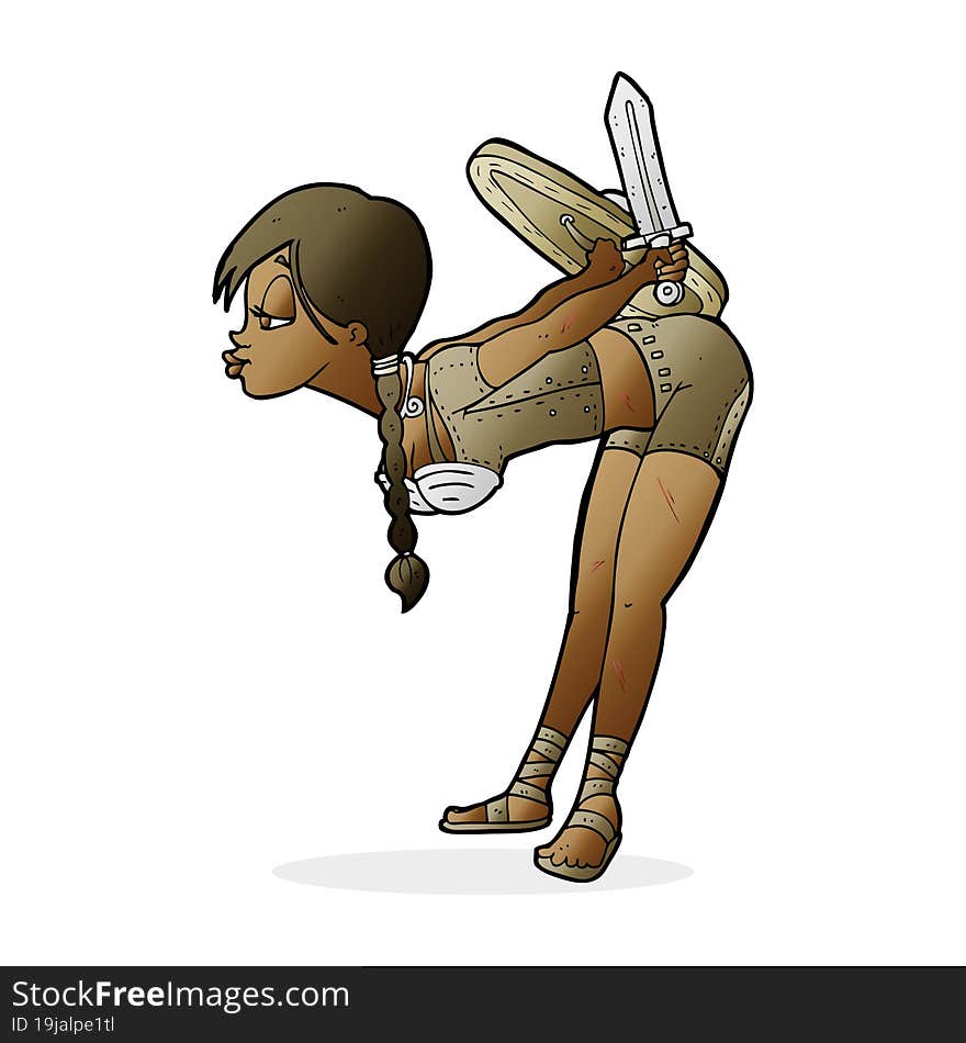 cartoon viking girl bowing