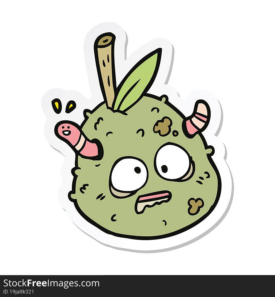 Sticker Of A Cartoon Old Pear