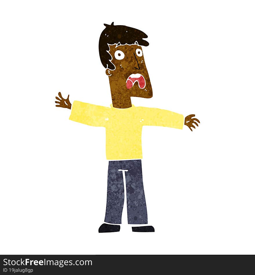 cartoon frightened man