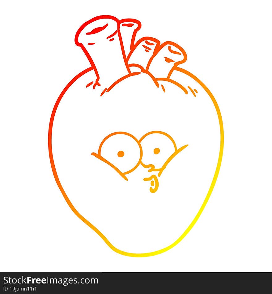 Warm Gradient Line Drawing Cartoon Confused Heart