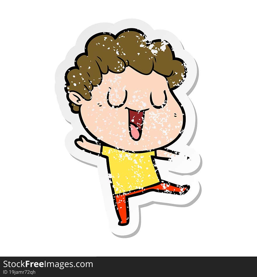 Distressed Sticker Of A Dann Cartoon Man