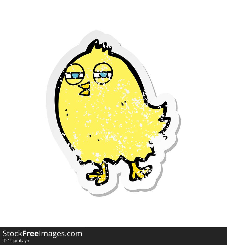 Retro Distressed Sticker Of A Funny Cartoon Bird