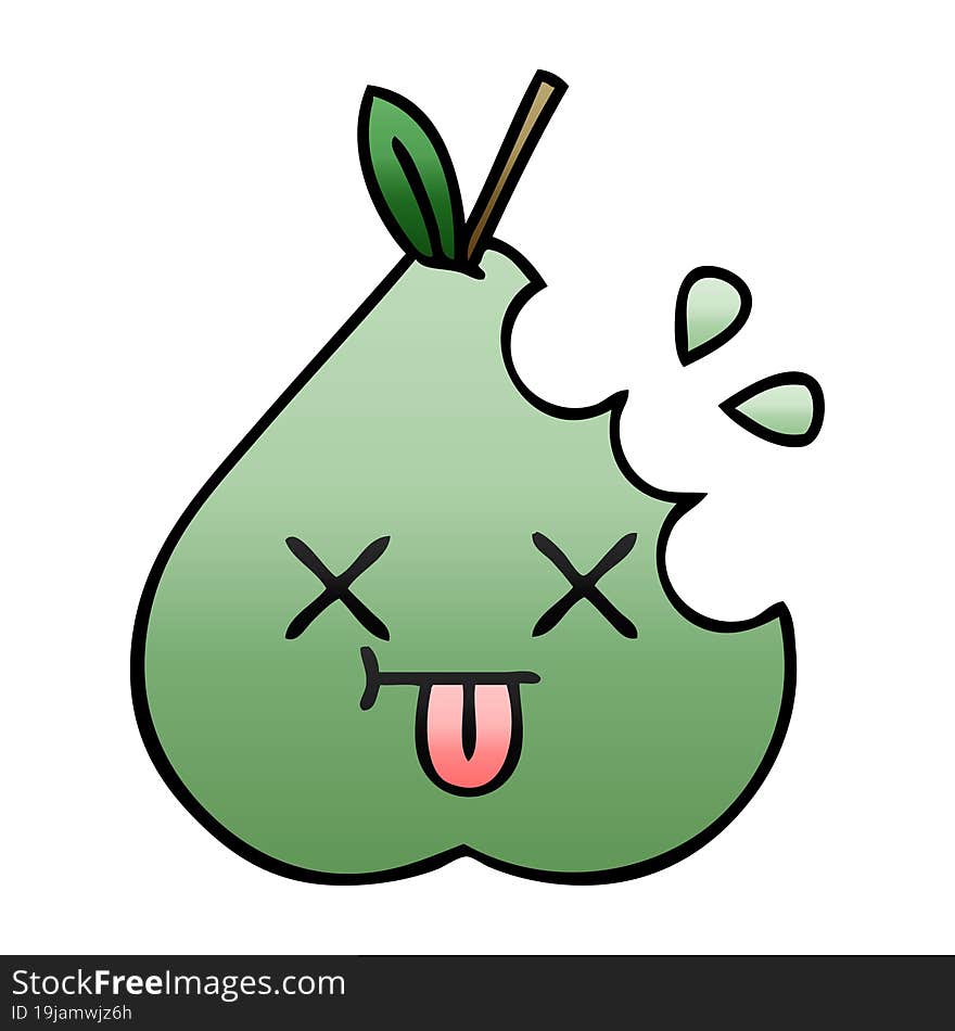 gradient shaded cartoon of a green pear