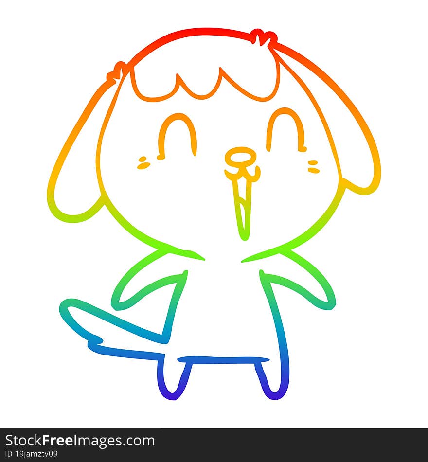 rainbow gradient line drawing of a cute cartoon dog