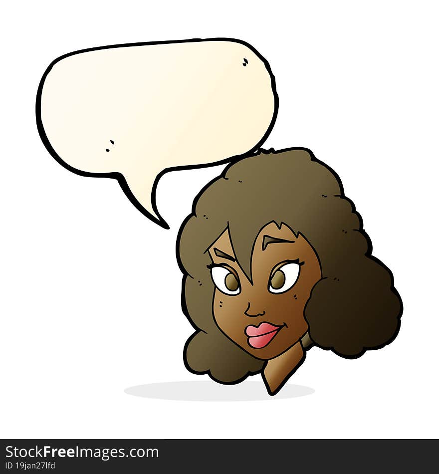 cartoon pretty woman with speech bubble