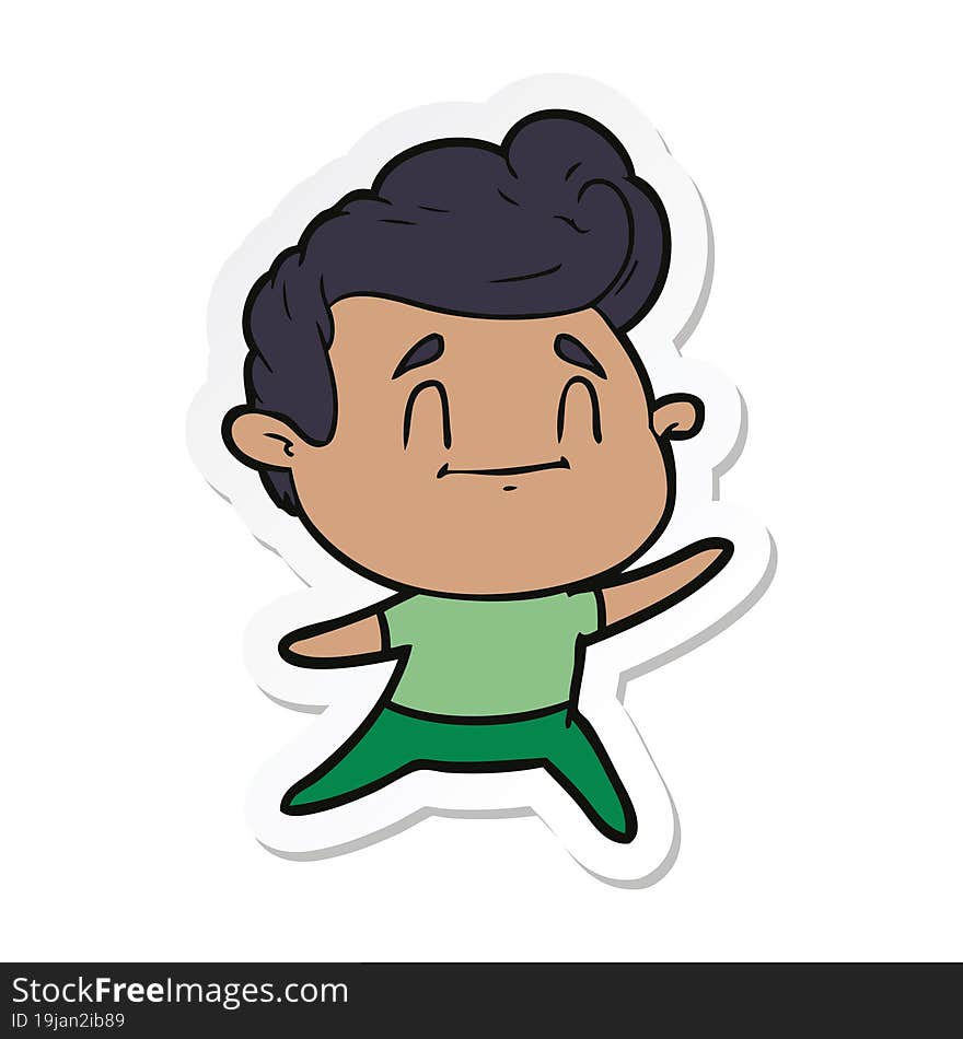 sticker of a happy cartoon man