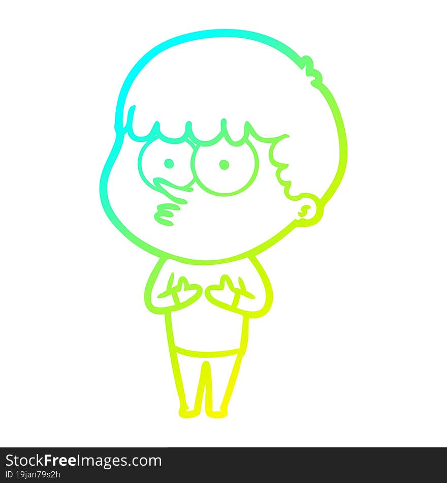 cold gradient line drawing cartoon curious boy