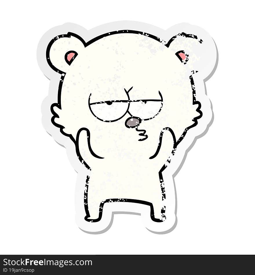 distressed sticker of a bored polar bear cartoon