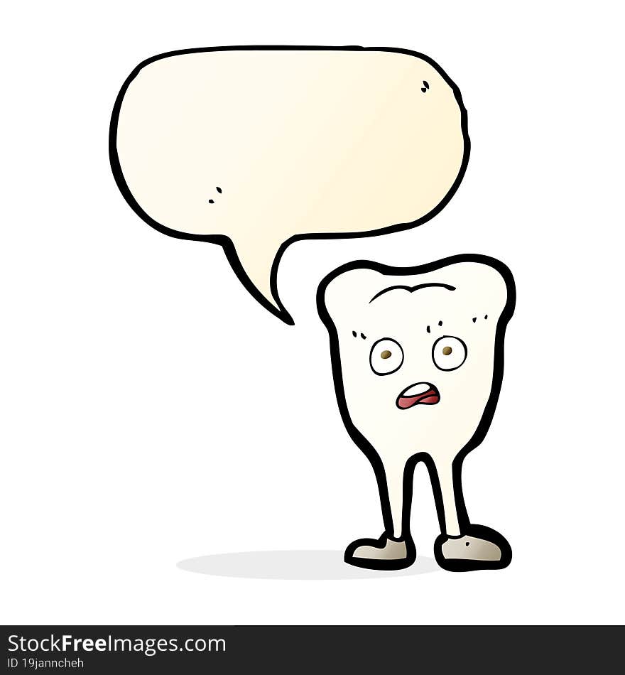 cartoon yellowing  tooth with speech bubble