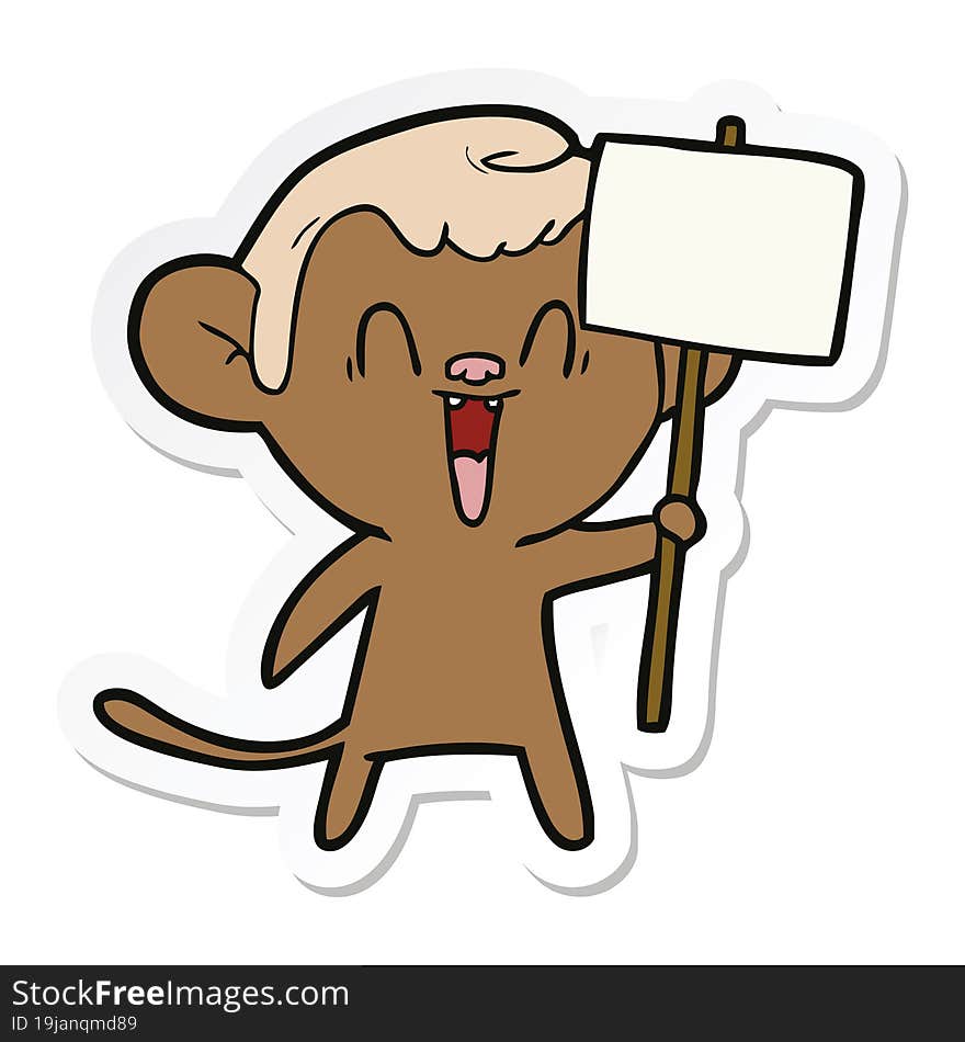 Sticker Of A Cartoon Laughing Monkey