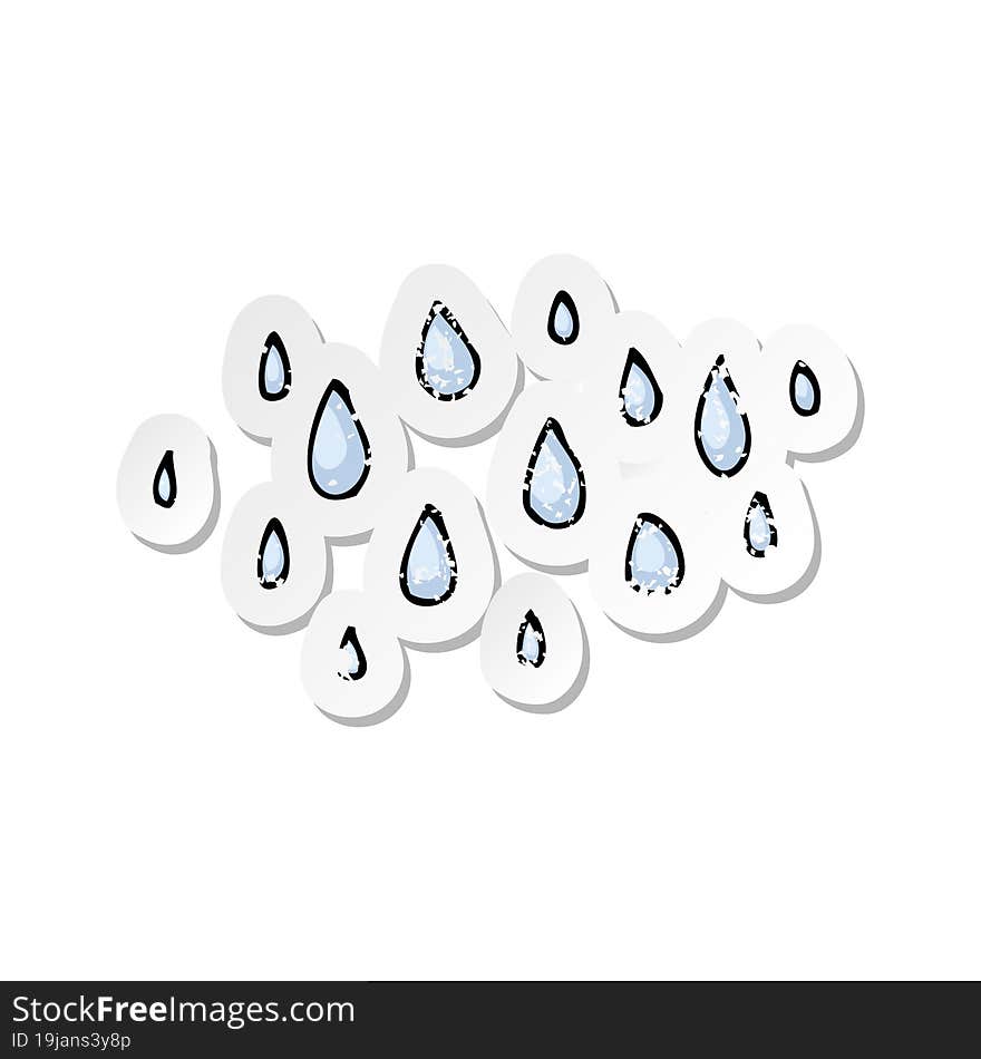 Retro Distressed Sticker Of A Cartoon Raindrops