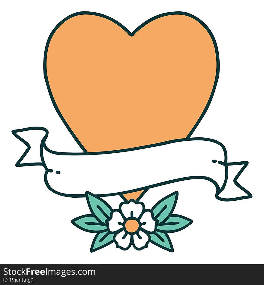 Tattoo Style Icon Of A Heart And Banner