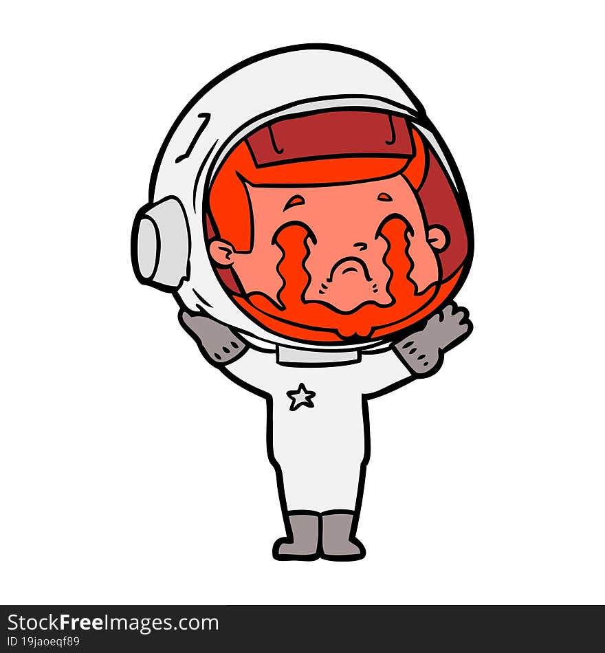 cartoon crying astronaut. cartoon crying astronaut