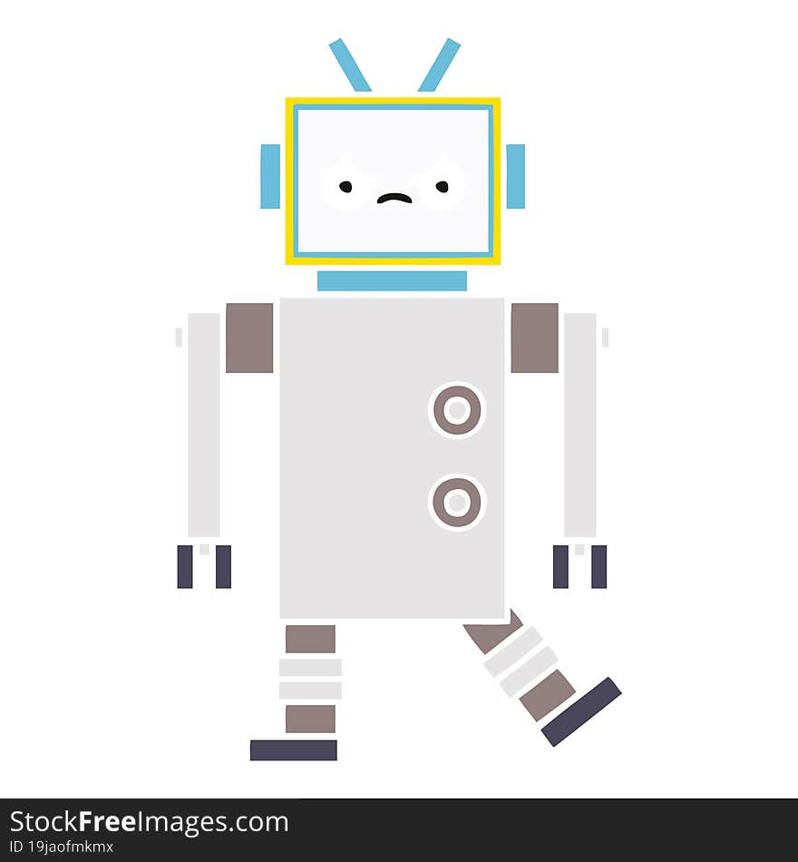 flat color retro cartoon of a robot