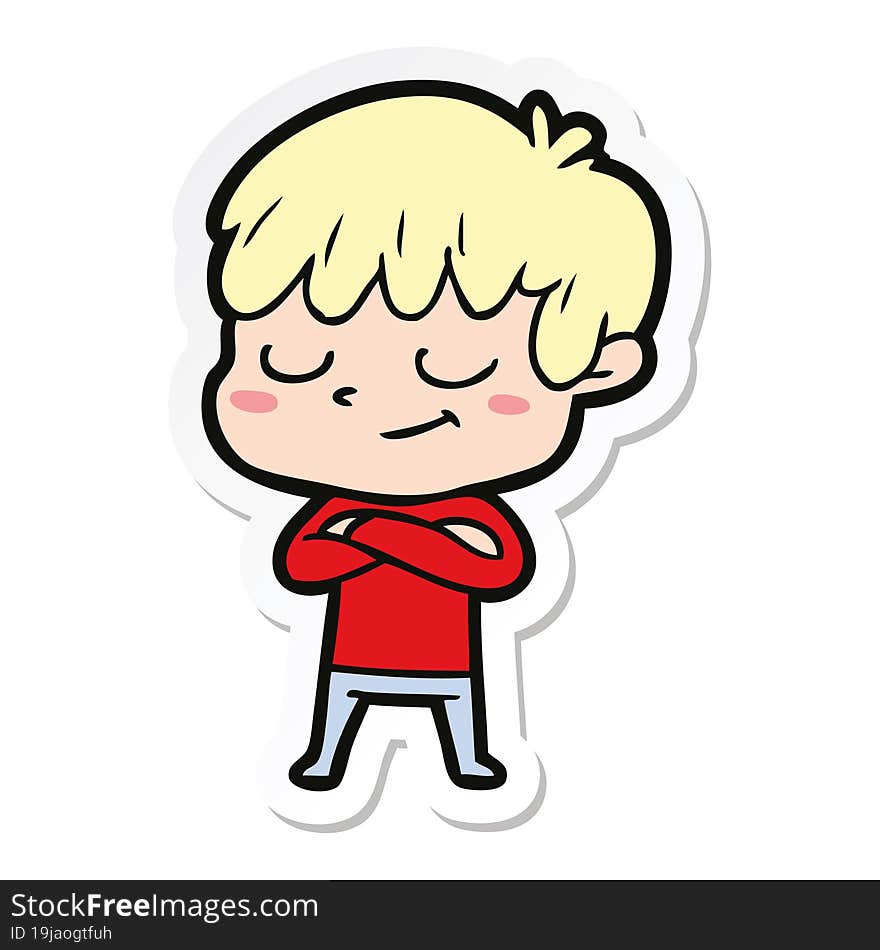 sticker of a cartoon happy boy