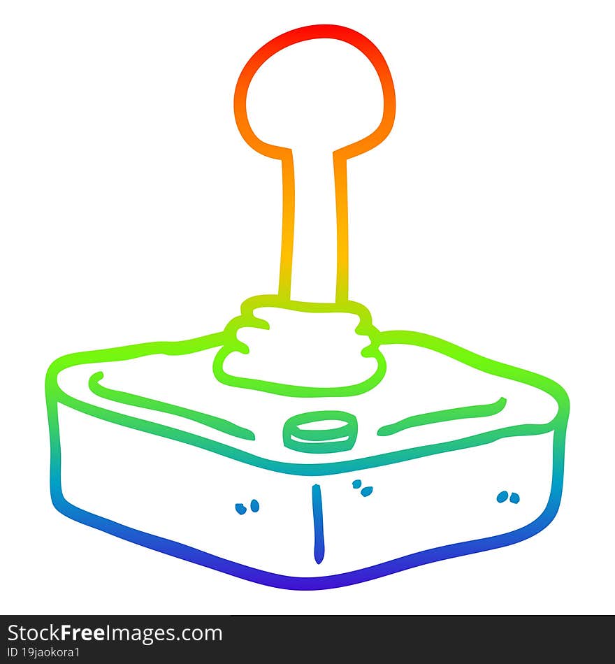 rainbow gradient line drawing of a cartoon joystick