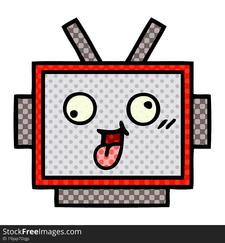 comic book style cartoon robot head