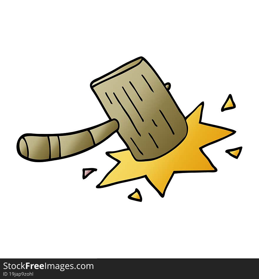 cartoon doodle wooden mallet