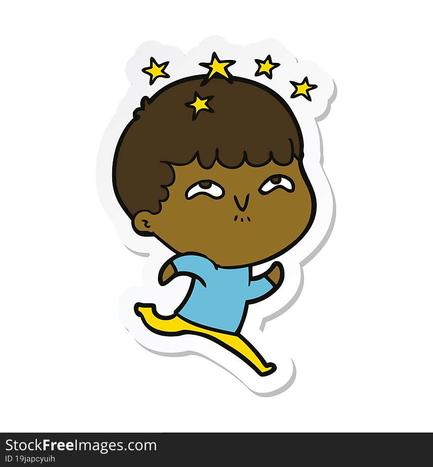 sticker of a cartoon amazed boy