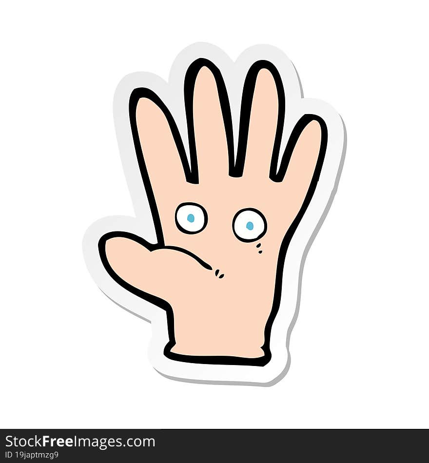 sticker of a cartoon hand with eyes