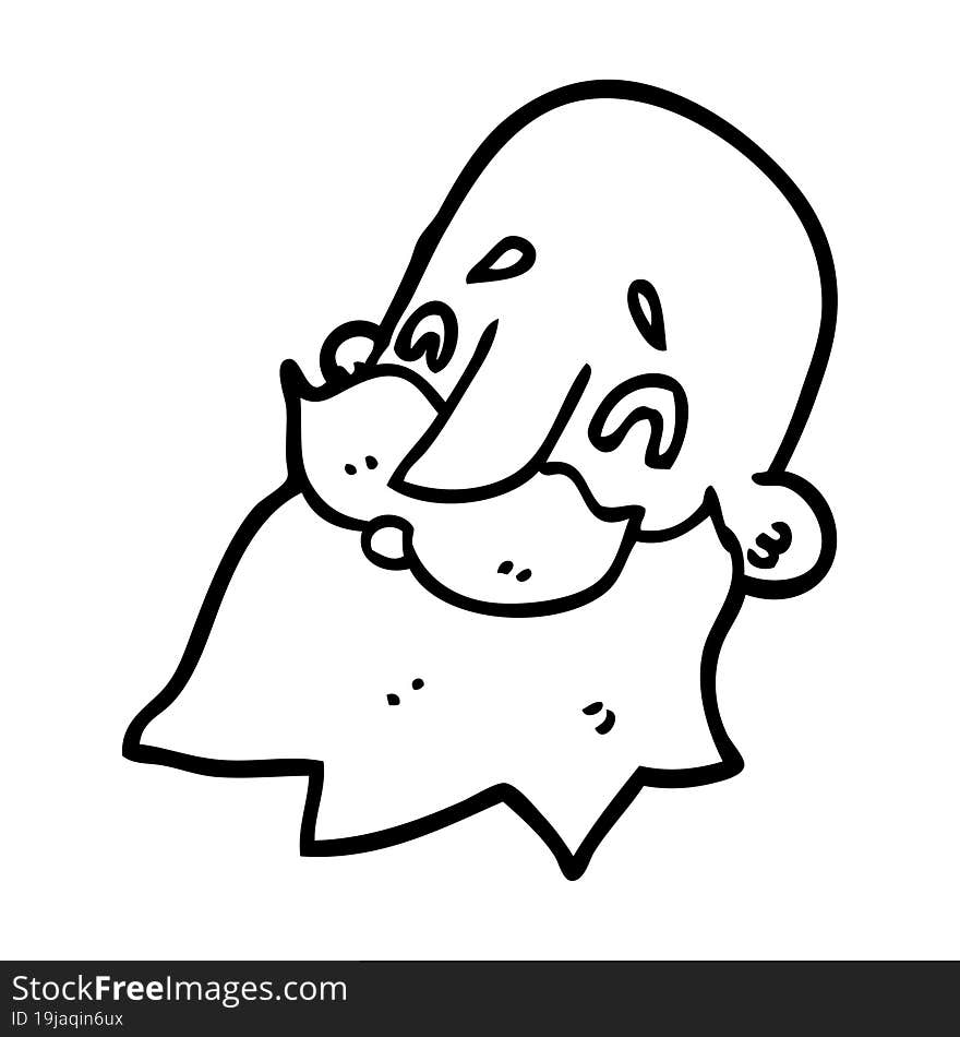 line drawing cartoon man with beard