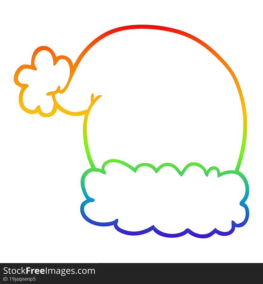 Rainbow Gradient Line Drawing Cartoon Christmas Hat