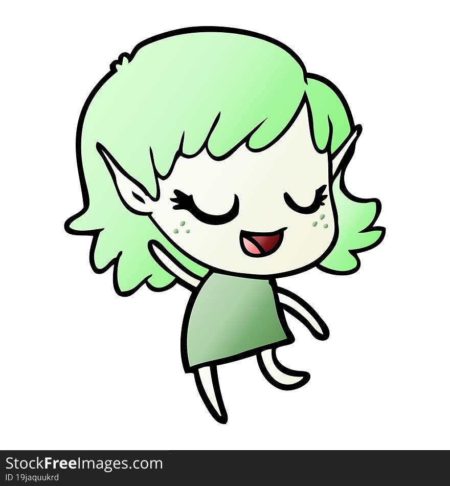 happy cartoon elf girl. happy cartoon elf girl