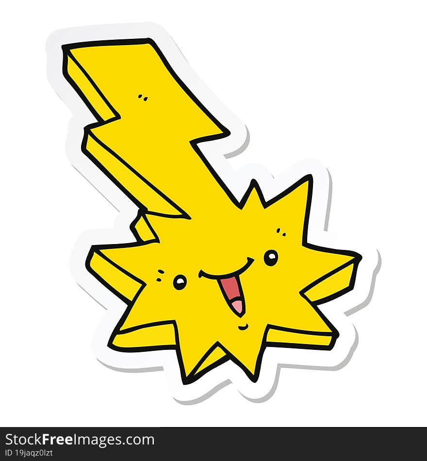 sticker of a cartoon lightning strike